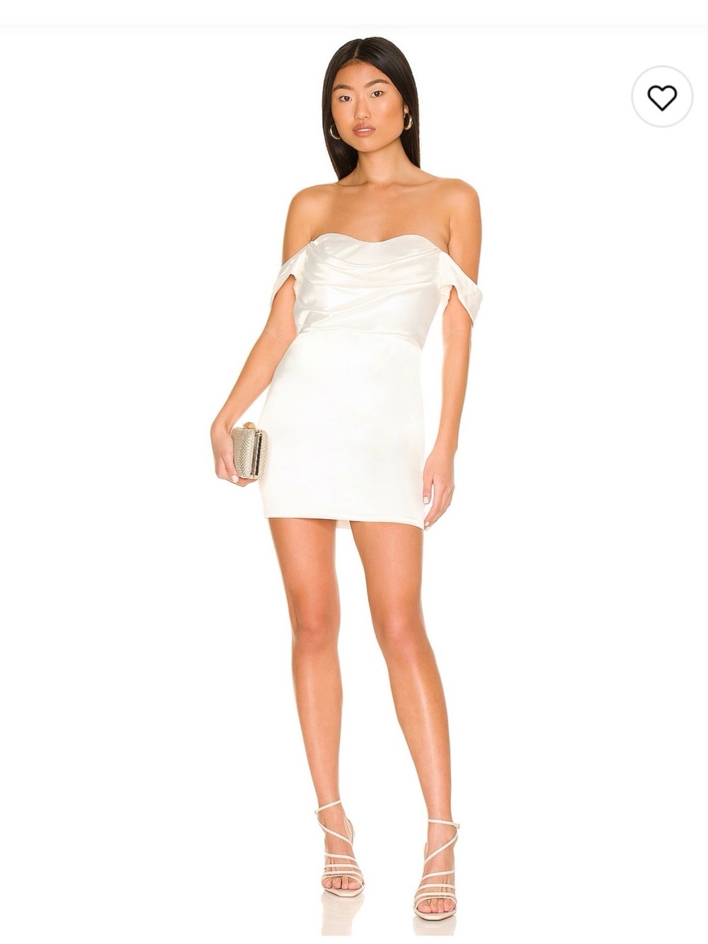 More to Come Bella Off Shoulder Dress, white satin, size small
